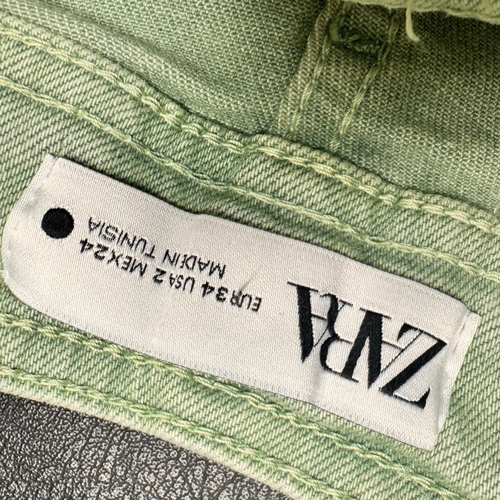 Zara Green Flare Wide Leg Jeans - Picture 7 of 8
